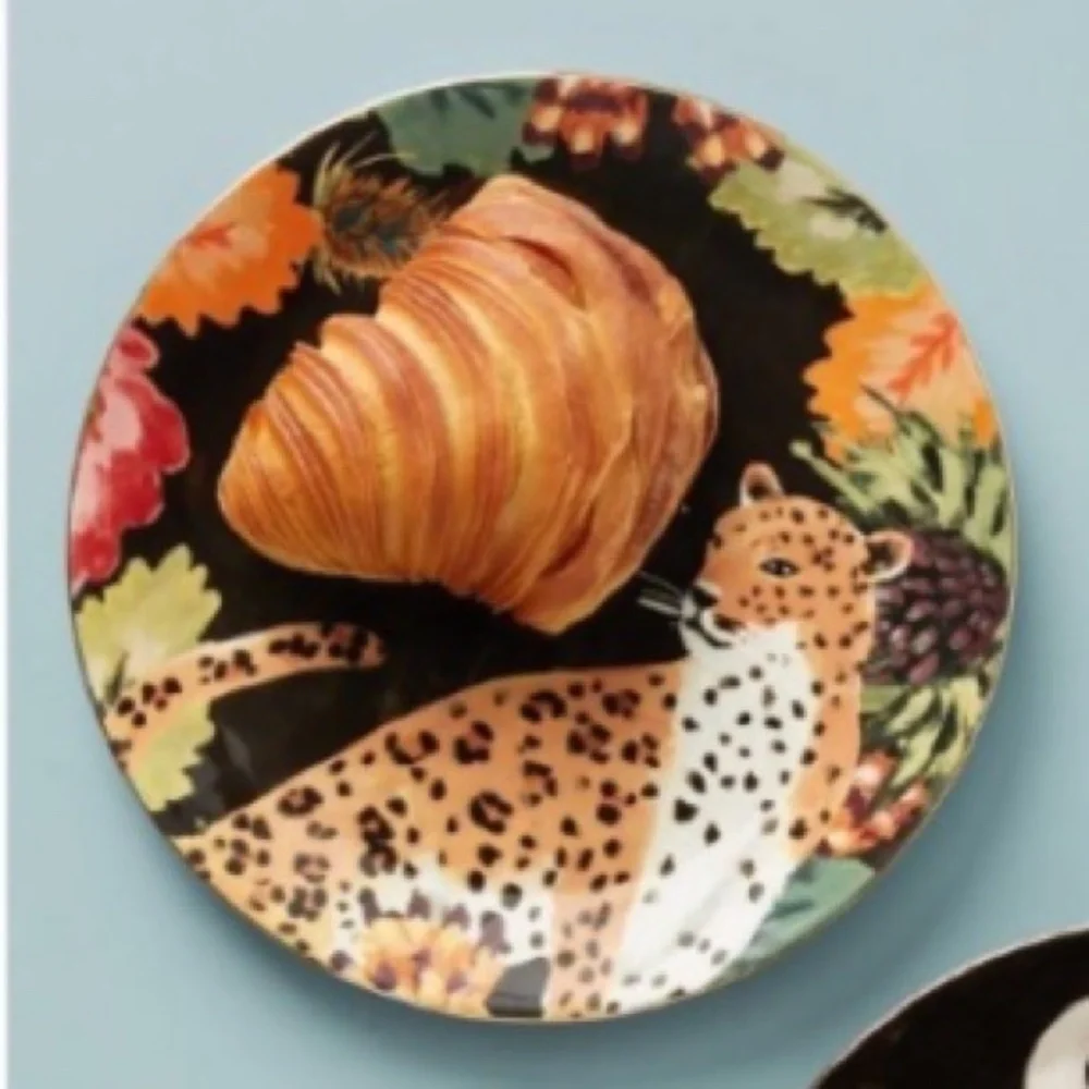 NWT Set of 4 Anthropologie Henriette Leopard  Side Dessert  Plates